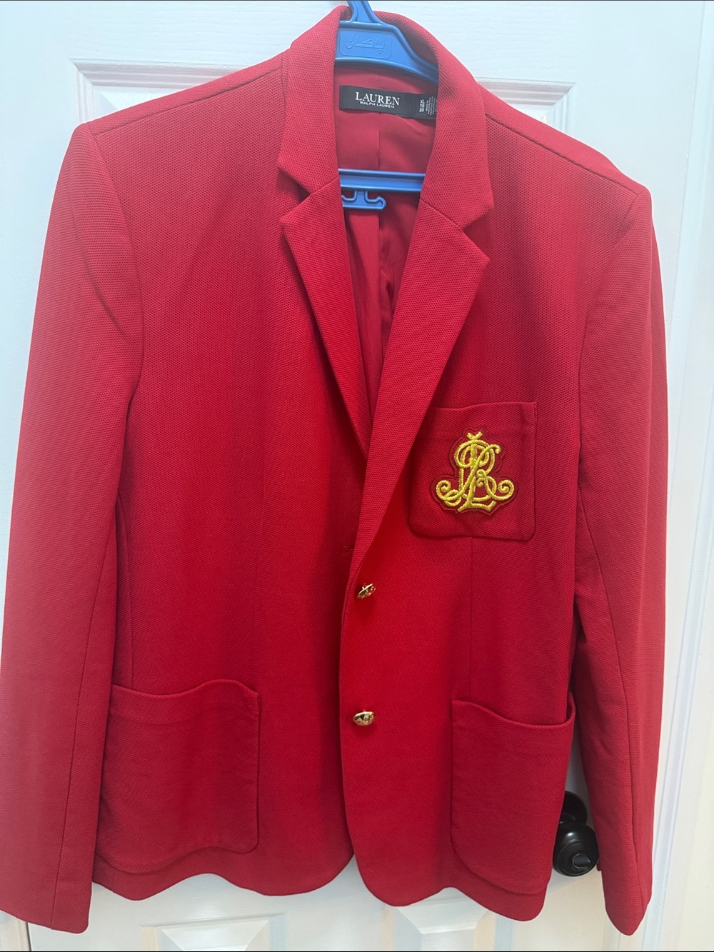 Ralph Lauren Red women's Blazer with Embroidered Crest size XL